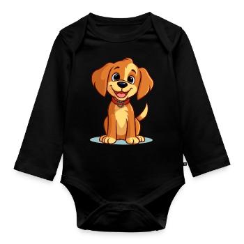 Niedliches Hundedesign für Hundebesitzer - Baby Bio-Langarm-Body - Schwarz - Vorne