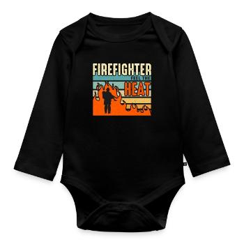 Chief Firefighter Feel The Heat Fire Department - Organic Longsleeve Baby Bodysuit - black - Front