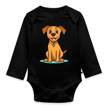 Niedliches Hundedesign für Hundebesitzer - Baby Bio-Langarm-Body - Schwarz - Vorne