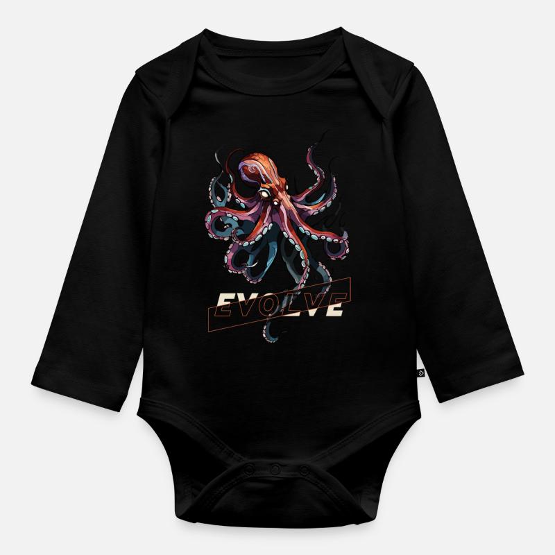 Evolving Kraken - Organic Longsleeve Baby Bodysuit - black