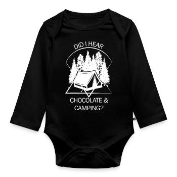 Zelt Camping Camper Pfadfinder Biwakieren - Baby Bio-Langarm-Body - Schwarz - Vorne