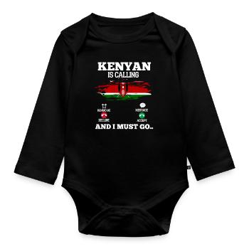 Kenya - Organic Longsleeve Baby Bodysuit - black - Front