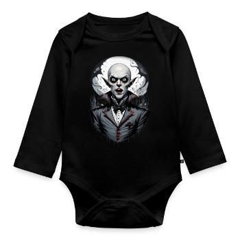 un vampire souriant 11 - Body Bébé bio manches longues - noir - Devant
