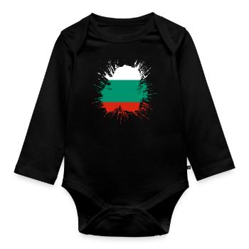 Drapeau de la Bulgarie Drapeau bulgare Sables d’or - Body Bébé bio manches longues - noir - Devant