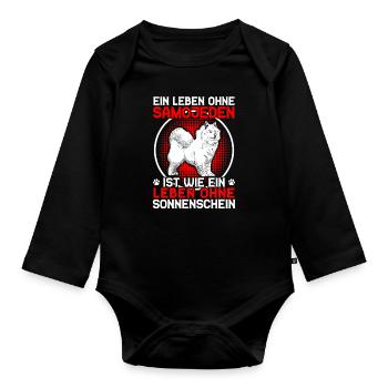 Leben ohne Samojede Samojedenspitz - Baby Bio-Langarm-Body - Schwarz - Vorne