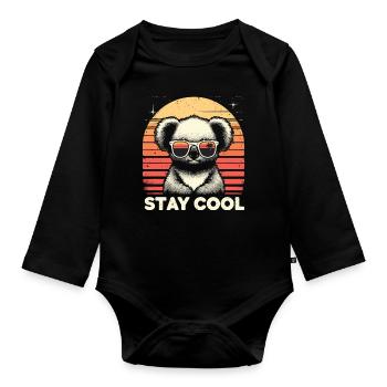 Koala Bleib cool - Baby Bio-Langarm-Body - Schwarz - Vorne