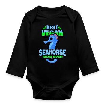 Seepferdchen | Meer Seepferd Tiere Fische Geschenk - Baby Bio-Langarm-Body - Schwarz - Vorne