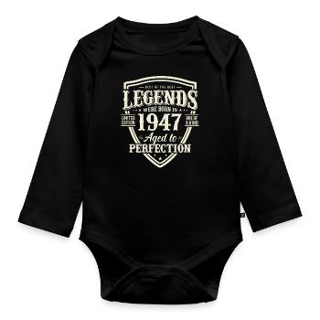Legendary 1947 Birthday Present - Organic Longsleeve Baby Bodysuit - black - Front