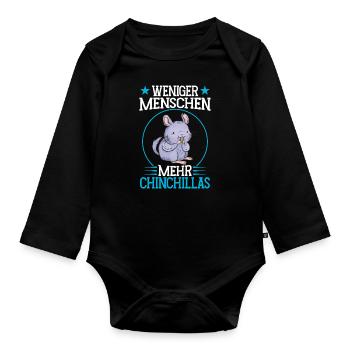 Mehr Chinchilla Nagetier Wollmaus - Baby Bio-Langarm-Body - Schwarz - Vorne