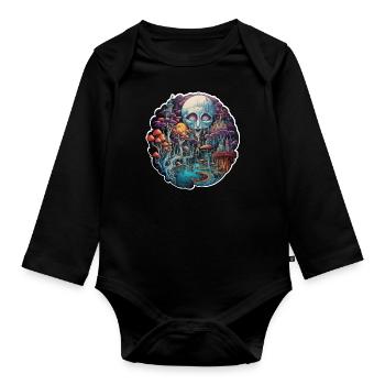 Alien im Pilzland - Baby Bio-Langarm-Body - Schwarz - Vorne
