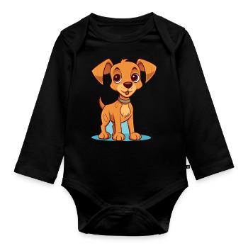 Conception de chien mignon pour les propriétaires de chiens - Body Bébé bio manches longues - noir - Devant