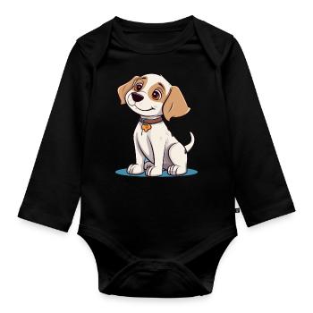 Cute dog design for dog owners - Organic Longsleeve Baby Bodysuit - black - Front