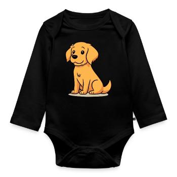 Cute dog design for dog owners - Organic Longsleeve Baby Bodysuit - black - Front