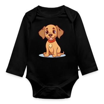 Cute dog design for dog owners - Organic Longsleeve Baby Bodysuit - black - Front