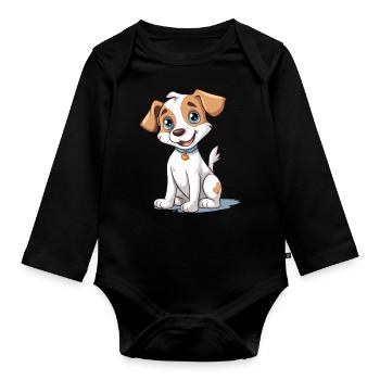 Cute dog design for dog owners - Organic Longsleeve Baby Bodysuit - black - Front