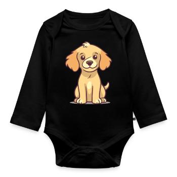 Niedliches Hundedesign für Hundebesitzer - Baby Bio-Langarm-Body - Schwarz - Vorne