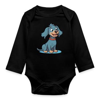 Cute dog design for dog owners - Organic Longsleeve Baby Bodysuit - black - Front