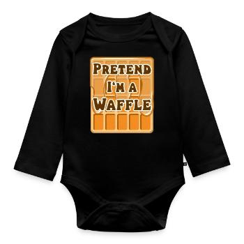 Pretend I'm a Waffle Waffel Kostüm - Baby Bio-Langarm-Body - Schwarz - Vorne