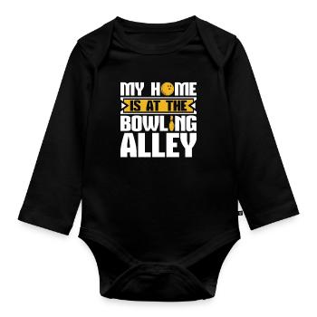 Bowling Alley Ma maison est à la ligue de bowling - Body Bébé bio manches longues - noir - Devant