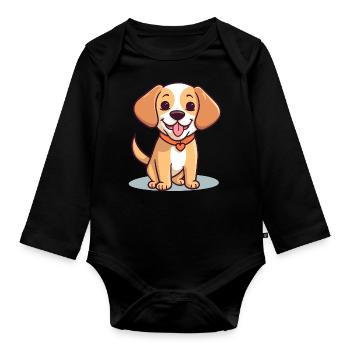Conception de chien mignon pour les propriétaires de chiens - Body Bébé bio manches longues - noir - Devant