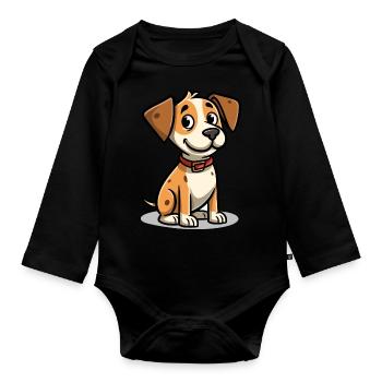 Niedliches Hundedesign für Hundebesitzer - Baby Bio-Langarm-Body - Schwarz - Vorne