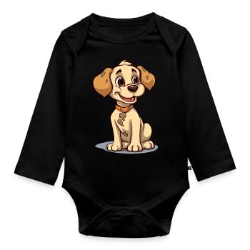 Niedliches Hundedesign für Hundebesitzer - Baby Bio-Langarm-Body - Schwarz - Vorne