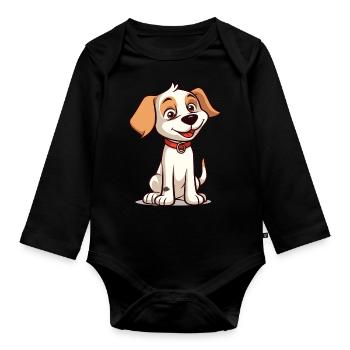 Niedliches Hundedesign für Hundebesitzer - Baby Bio-Langarm-Body - Schwarz - Vorne