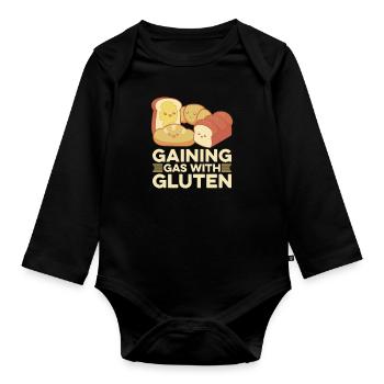 Gluten Free Funny - Organic Longsleeve Baby Bodysuit - black - Front