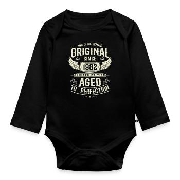 Authentic Vintage Birthday Gift 1982 - Organic Longsleeve Baby Bodysuit - black - Front