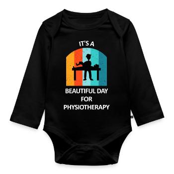 Physiotherapist Humorous Gift Saying Funny - Organic Longsleeve Baby Bodysuit - black - Front