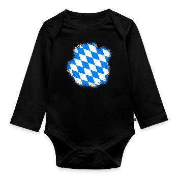 Bavaria Flag Used Look Bavarian Flag Vintage - Organic Longsleeve Baby Bodysuit - black - Front