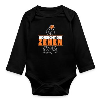 Rollstuhl Rollstuhlfahrer Lustig - Baby Bio-Langarm-Body - Schwarz - Vorne