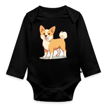 Niedliches Hundedesign für Hundebesitzer - Baby Bio-Langarm-Body - Schwarz - Vorne