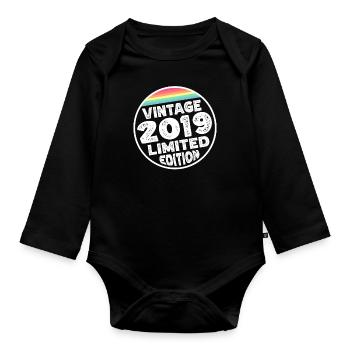 Vintage 2019 Geburtstag Geschenk Kinderparty - Baby Bio-Langarm-Body - Schwarz - Vorne