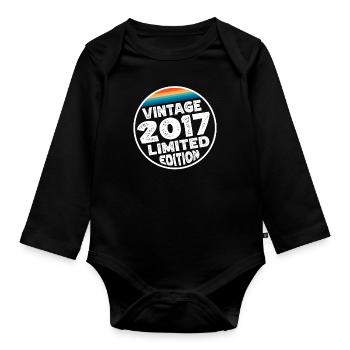 Vintage 2017 Geburtstag Geschenk Kinderparty - Baby Bio-Langarm-Body - Schwarz - Vorne