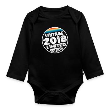 Vintage 2018 Geburtstag Geschenk Kinderparty - Baby Bio-Langarm-Body - Schwarz - Vorne