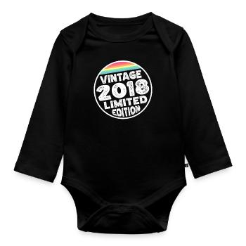 Vintage 2018 Geburtstag Geschenk Kinderparty - Baby Bio-Langarm-Body - Schwarz - Vorne