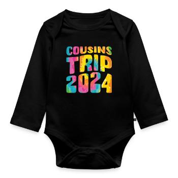 Voyage des cousins 2024 (Garantie du prix le plus bas) - Body Bébé bio manches longues - noir - Devant