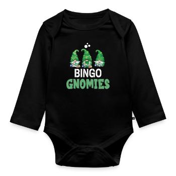 Bingo Gnomies Women Men Funny Bingo - Baby Bio-Langarm-Body - Schwarz - Vorne
