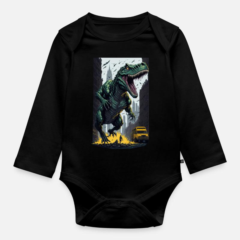 T Rex - Baby Bio-Langarm-Body - Schwarz