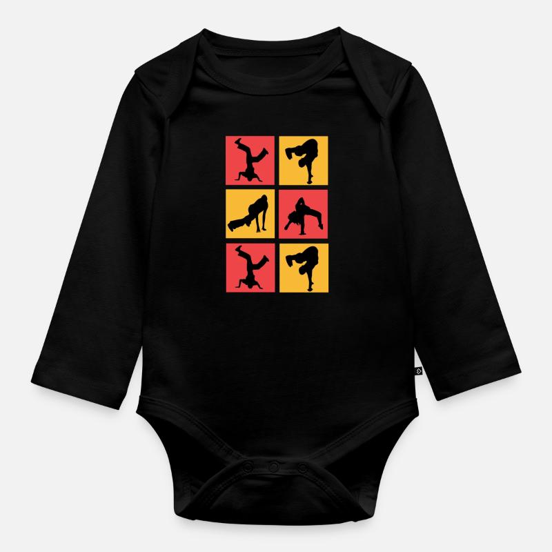 Breakdance - Body Bébé bio manches longues - noir