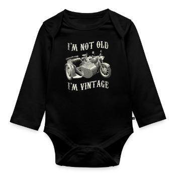 Ich bin nicht alt, ich bin Vintage-Motorradgrafik - Baby Bio-Langarm-Body - Schwarz - Vorne