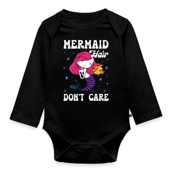 Mermaid Hair Dont Care - Baby Bio-Langarm-Body - Schwarz - Vorne