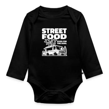 Cuisine de rue drôle - Body Bébé bio manches longues - noir - Devant