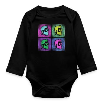 Beard Lover Bearded Man Retro - Organic Longsleeve Baby Bodysuit - black - Front