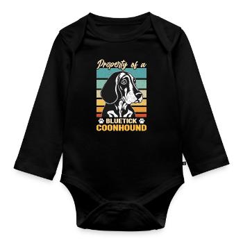 Coonhound Property Of Bluetick Retro Dog Breed - Organic Longsleeve Baby Bodysuit - black - Front
