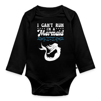 I Cant Run I Am A Mermaid - Baby Bio-Langarm-Body - Schwarz - Vorne