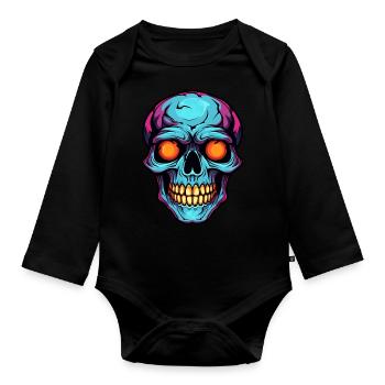 Cooler Halloween Schädel - Baby Bio-Langarm-Body - Schwarz - Vorne