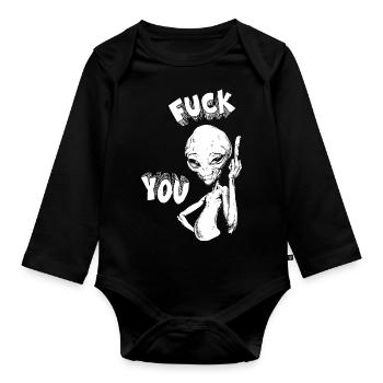 Alien Sarcartic Funny Sayings Meme - Organic Longsleeve Baby Bodysuit - black - Front