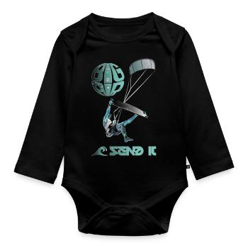 Kiter SEND IT - Organic Longsleeve Baby Bodysuit - black - Front